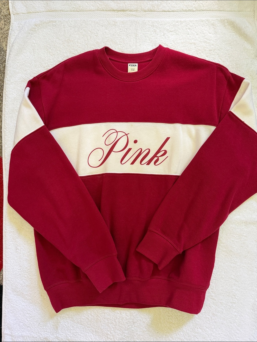 PINK Victoria's Secret Red and White Logo Crewneck Sweatshirt